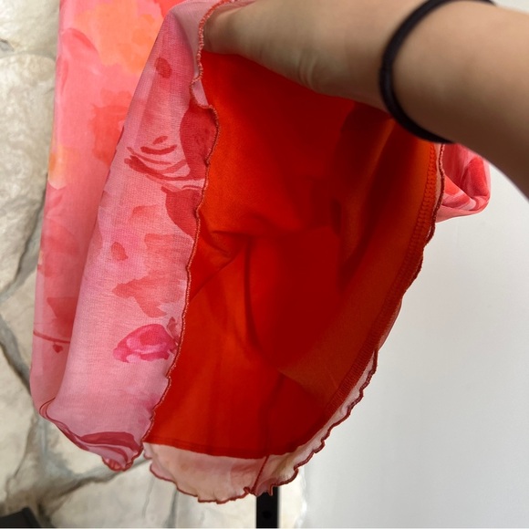 Vintage Orange Sherbet Hawaiian Floral Sleeveless Mini Dress - Picture 4 of 7